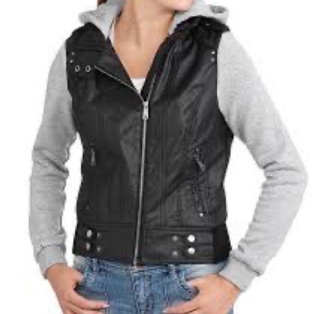 Last Kiss Black and Gray Hooded Vest